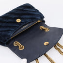 Balenciaga BB Round Chain Shoulder Bag Velor Navy Gold Auth 207889M-18