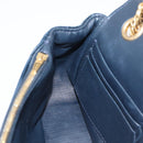 Balenciaga BB Round Chain Shoulder Bag Velor Navy Gold Auth 207889M-21