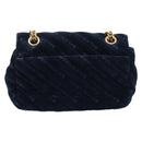 Balenciaga BB Round Chain Shoulder Bag Velor Navy Gold Auth 207889M-2