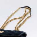 Balenciaga BB Round Chain Shoulder Bag Velor Navy Gold Auth 207889M-8