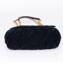Balenciaga BB Round Chain Shoulder Bag Velor Navy Gold Auth 207889M-5