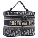 Christian Dior Trotter Canvas Oblique Vanity Cosmetic Pouch Navy Auth 207891V-1