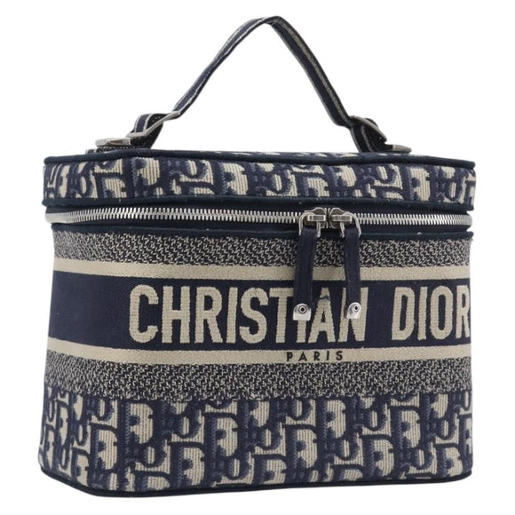 Christian Dior Trotter Canvas Oblique Vanity Cosmetic Pouch Navy Auth 207891V