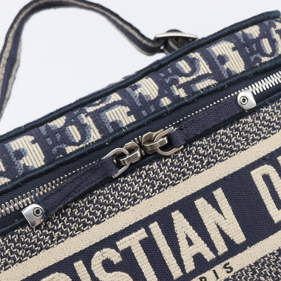 Christian Dior Trotter Canvas Oblique Vanity Cosmetic Pouch Navy Auth 207891V