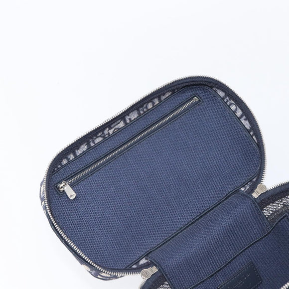 Christian Dior Trotter Canvas Oblique Vanity Cosmetic Pouch Navy Auth 207891V