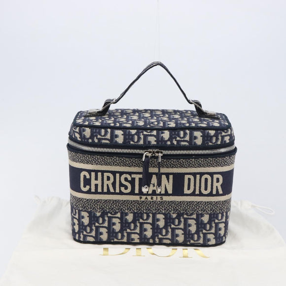 Christian Dior Trotter Canvas Oblique Vanity Cosmetic Pouch Navy Auth 207891V