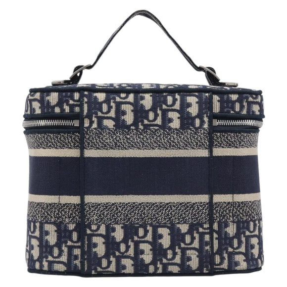 Christian Dior Trotter Canvas Oblique Vanity Cosmetic Pouch Navy Auth 207891V