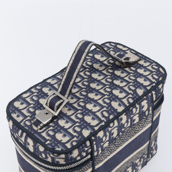 Christian Dior Trotter Canvas Oblique Vanity Cosmetic Pouch Navy Auth 207891V