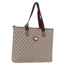 GUCCI GG Plus Supreme Web Sherry Line Tote Bag PVC Beige Gold Auth 207895-1