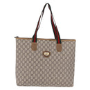 GUCCI GG Plus Supreme Web Sherry Line Tote Bag PVC Beige Gold Auth 207895-2