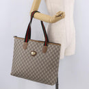 GUCCI GG Plus Supreme Web Sherry Line Tote Bag PVC Beige Gold Auth 207895-24