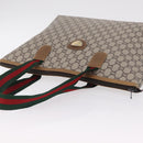 GUCCI GG Plus Supreme Web Sherry Line Tote Bag PVC Beige Gold Auth 207895-7