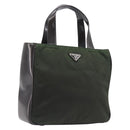 PRADA Hand Bag Nylon Green Auth 207896-1