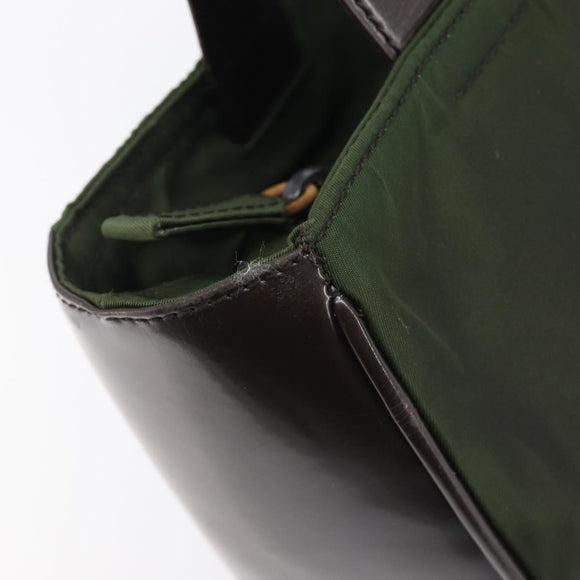 PRADA Hand Bag Nylon Green Auth 207896