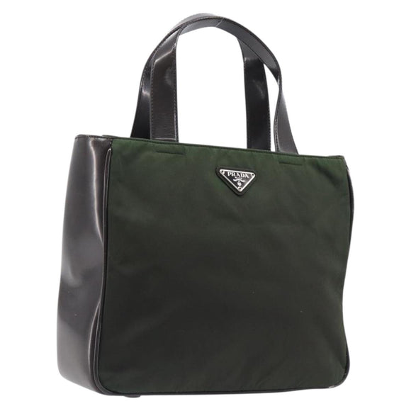 PRADA Hand Bag Nylon Green Auth 207896
