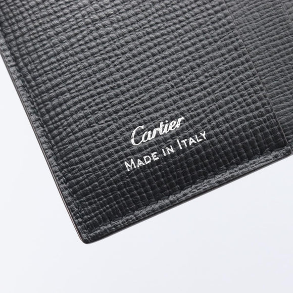 Cartier Card Case Leather Black Silver Auth 207899V