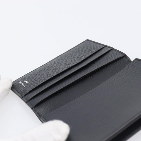Cartier Card Case Leather Black Silver Auth 207899V