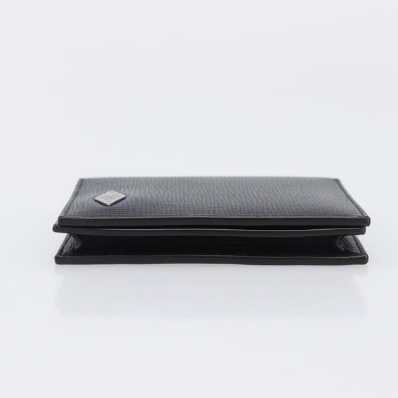 Cartier Card Case Leather Black Silver Auth 207899V