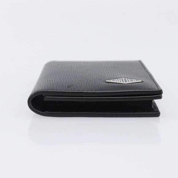 Cartier Card Case Leather Black Silver Auth 207899V
