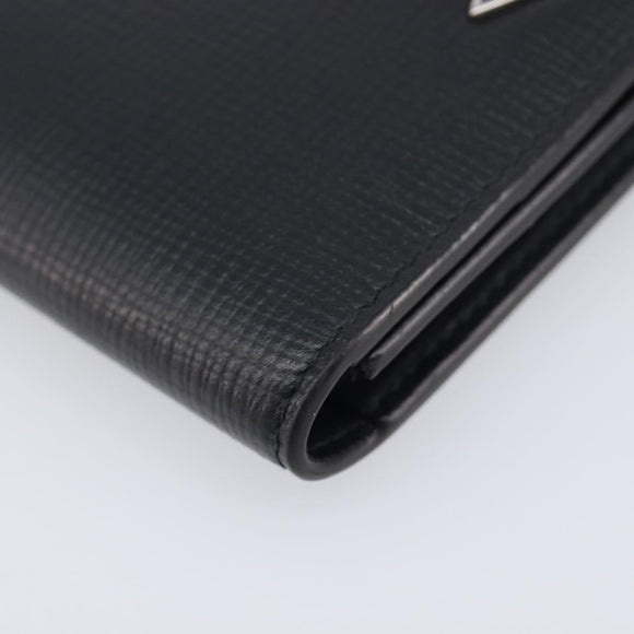 Cartier Card Case Leather Black Silver Auth 207899V