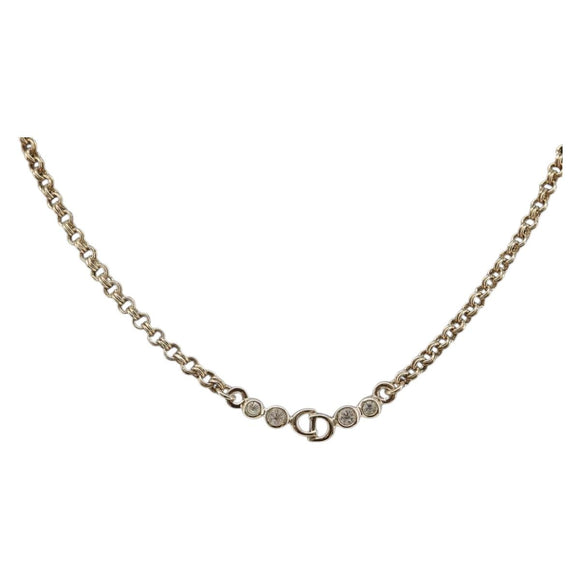 Christian Dior Necklace Metal Gold Tone Auth 207902