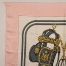 HERMES Carre 90 Scarf Silk Pink White ""Brides de Gala"" Auth 207903-2
