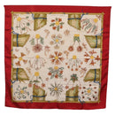 HERMES Carre 90 Scarf Silk Red White ""Herbier de Gavarnie"" Auth 207904-1