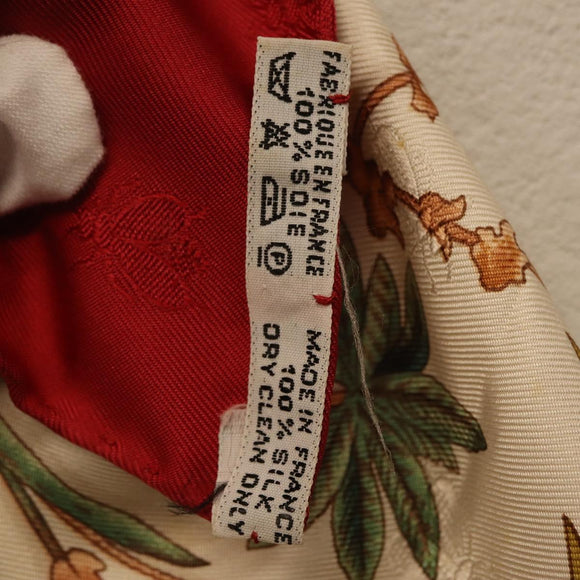HERMES Carre 90 Scarf Silk Red White ""Herbier de Gavarnie"" Auth 207904