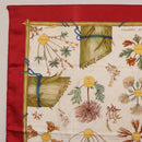 HERMES Carre 90 Scarf Silk Red White ""Herbier de Gavarnie"" Auth 207904-2