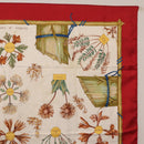 HERMES Carre 90 Scarf Silk Red White ""Herbier de Gavarnie"" Auth 207904-4