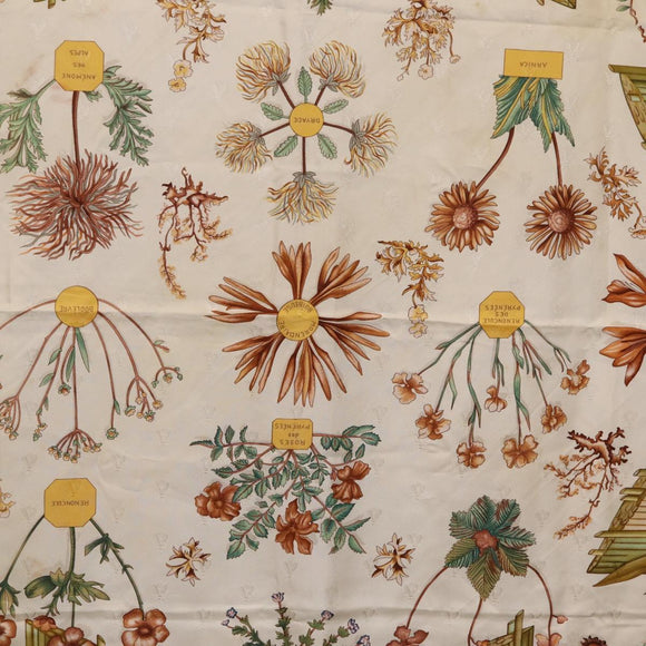 HERMES Carre 90 Scarf Silk Red White ""Herbier de Gavarnie"" Auth 207904