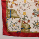 HERMES Carre 90 Scarf Silk Red White ""Herbier de Gavarnie"" Auth 207904-8