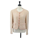 CHANEL Collarless Jacket tweed 40 Ivory Gold CC Auth 207912M-1