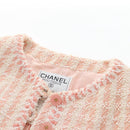 CHANEL Collarless Jacket tweed 40 Ivory Gold CC Auth 207912M-13