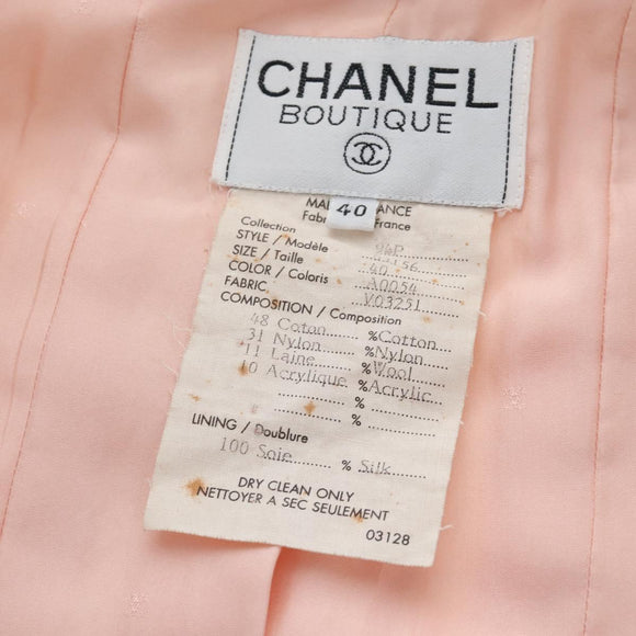 CHANEL Collarless Jacket tweed 40 Ivory Gold CC Auth 207912M
