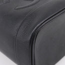 CHANEL Vanity Hand Bag Caviar Skin Black Gold CC Auth 207913-11