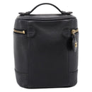 CHANEL Vanity Hand Bag Caviar Skin Black Gold CC Auth 207913-3