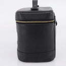CHANEL Vanity Hand Bag Caviar Skin Black Gold CC Auth 207913-5