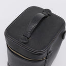 CHANEL Vanity Hand Bag Caviar Skin Black Gold CC Auth 207913-6