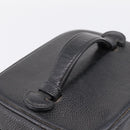 CHANEL Vanity Hand Bag Caviar Skin Black Gold CC Auth 207913-7