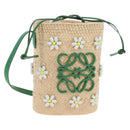 LOEWE Shoulder Bag Raffia Beige Green Auth 207914M-1
