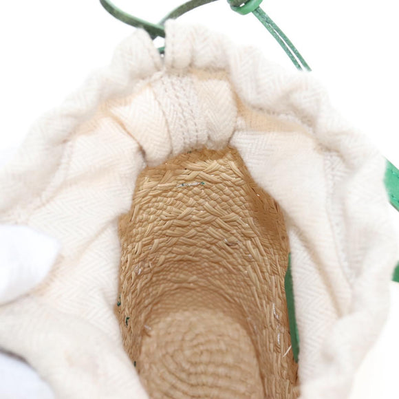LOEWE Shoulder Bag Raffia Beige Green Auth 207914M