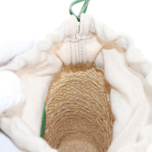 LOEWE Shoulder Bag Raffia Beige Green Auth 207914M