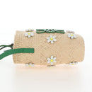 LOEWE Shoulder Bag Raffia Beige Green Auth 207914M-4