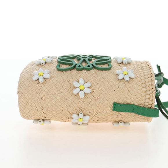 LOEWE Shoulder Bag Raffia Beige Green Auth 207914M