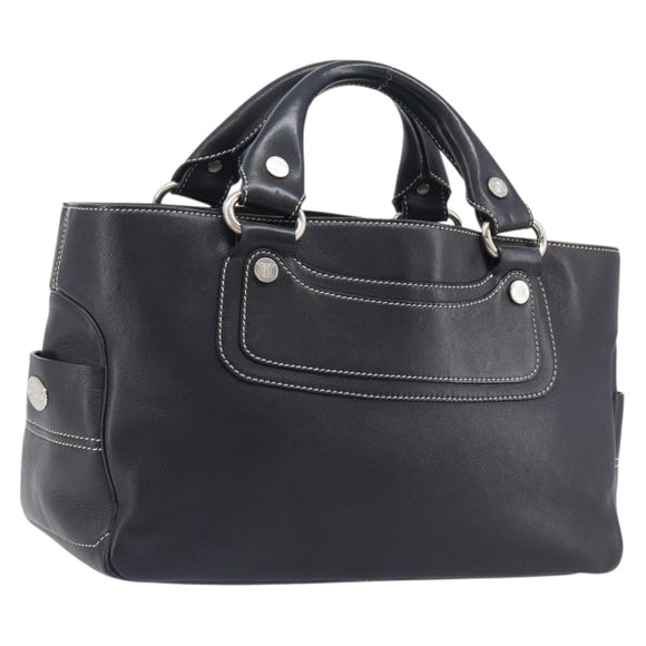 CELINE Boogie Bag Hand Bag Leather Black Silver Auth 207917A