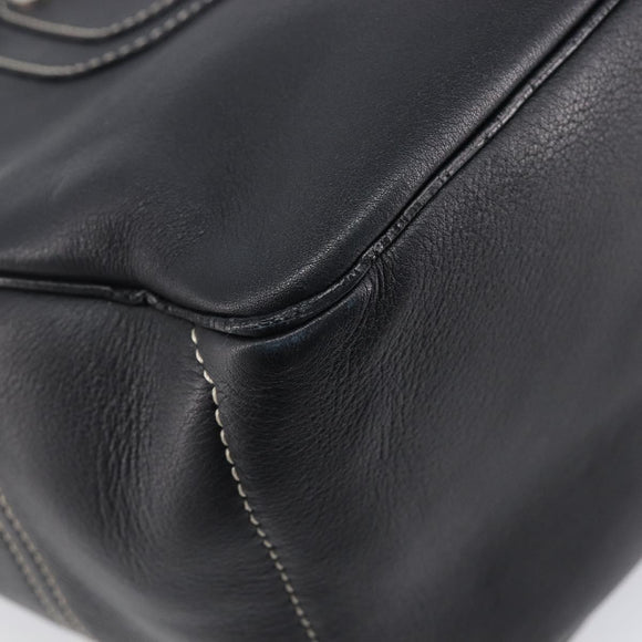 CELINE Boogie Bag Hand Bag Leather Black Silver Auth 207917A