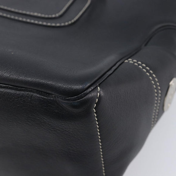CELINE Boogie Bag Hand Bag Leather Black Silver Auth 207917A