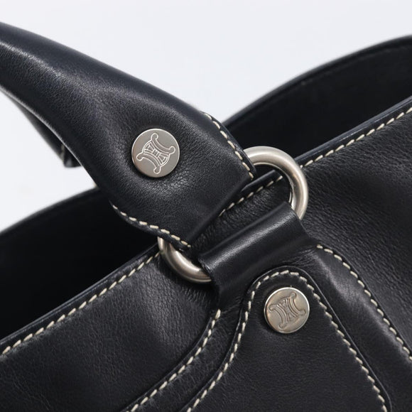 CELINE Boogie Bag Hand Bag Leather Black Silver Auth 207917A