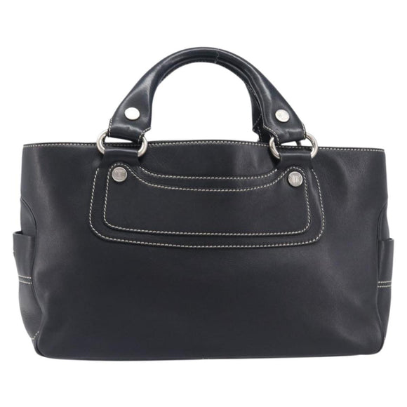 CELINE Boogie Bag Hand Bag Leather Black Silver Auth 207917A